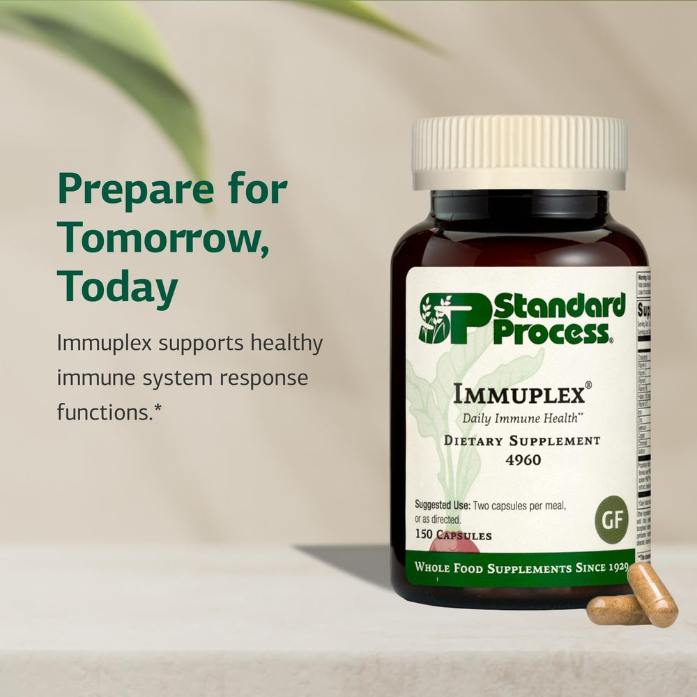 Standard Process Immuplex capsules closeup small easy to swallow mineral capsules