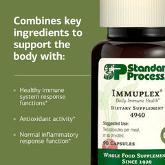 Immuplex bottle shown with a recommended daily dose in mind.