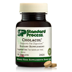 Standard Process Cholacol bottle showing gallbladder support tablets.