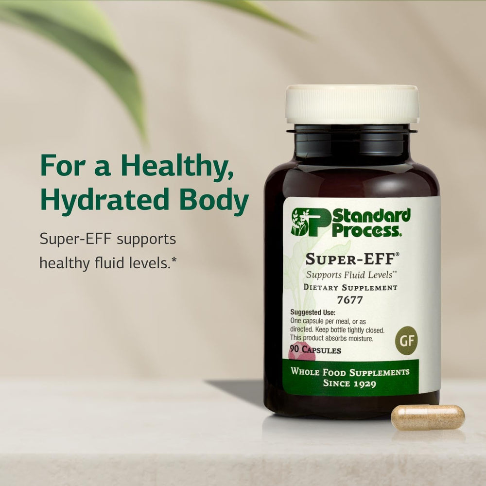 Standard Process Super-EFF bottle pour showing convenient dosing.