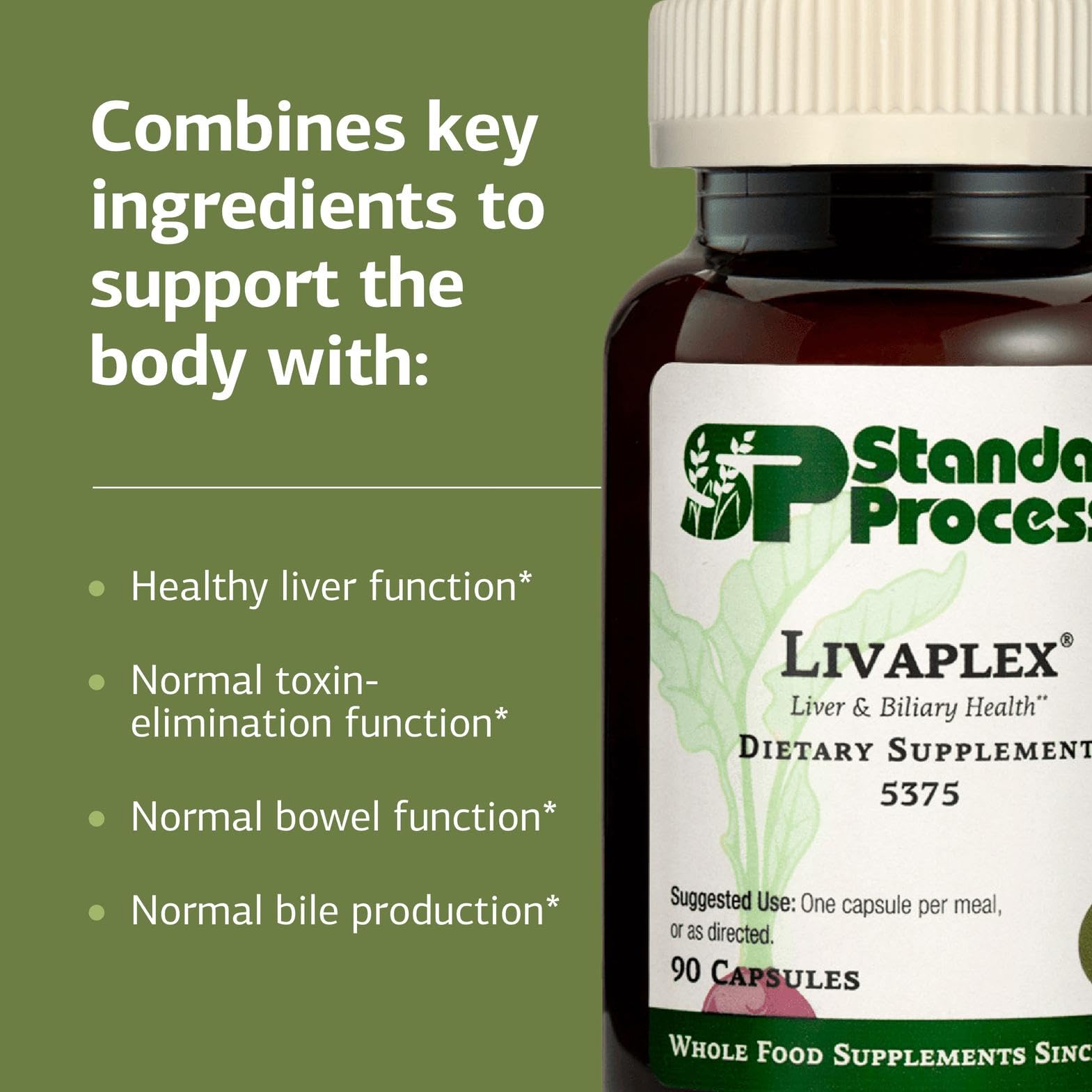 Livaplex ingredient panel closeup highlighting natural botanicals for digestion