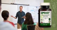Standard Process Magnesium Lactate serving size graphic illustrating daily intake.