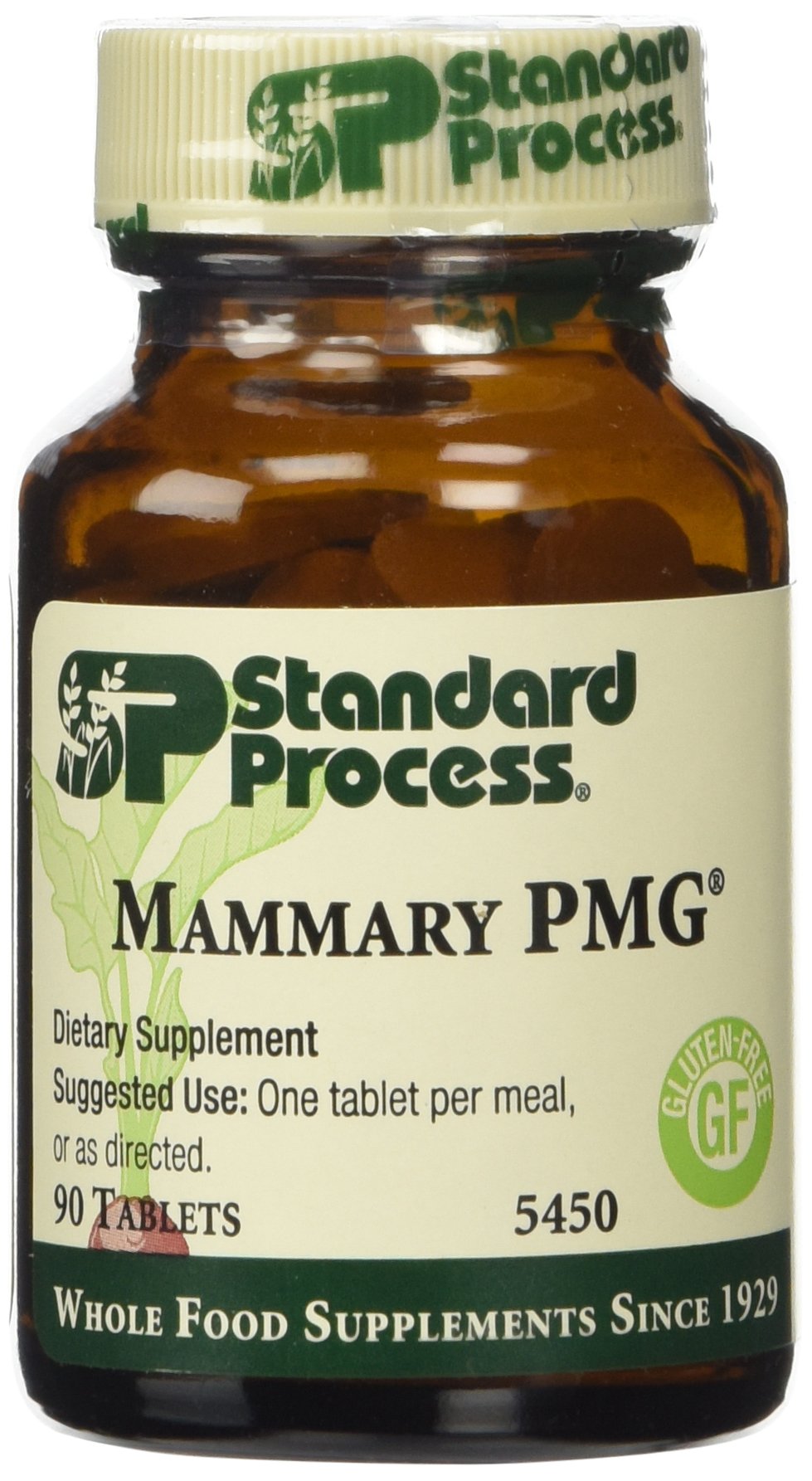 Standard Process Mammary PMG 90 tablets bottle for daily mammary gland support.