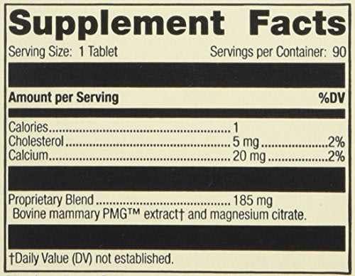 Standard Process Mammary PMG label with nutrition details for informed daily use.