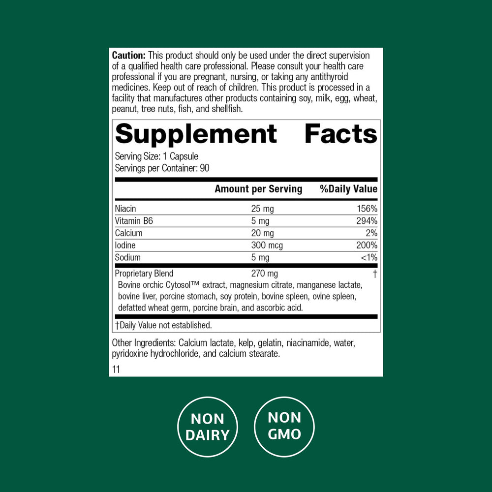 Standard Process Min-Chex bottle label highlights non-dairy formula and stress support benefits.