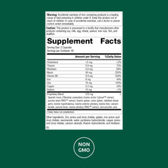 Standard Process Neuroplex bottle label close-up emphasizes vitamins and minerals