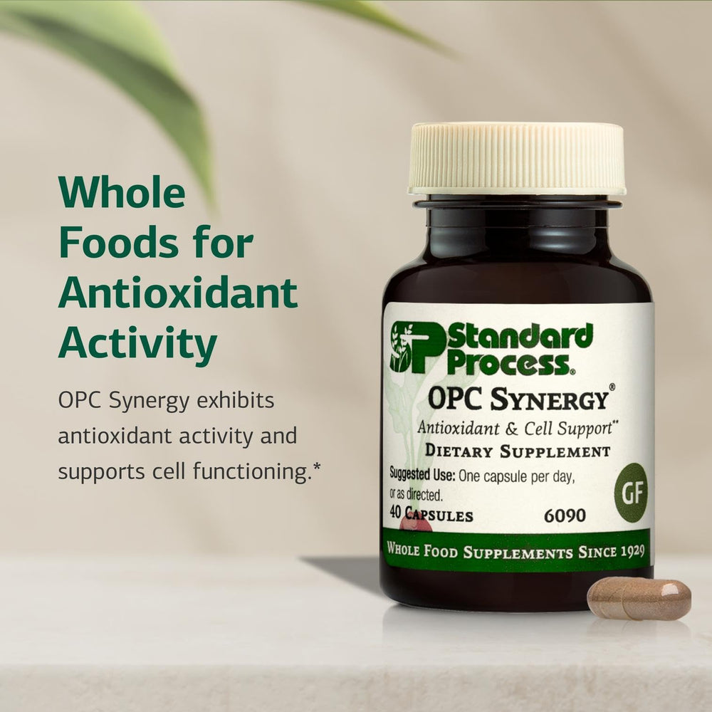Standard Process OPC Synergy bottle and label showcase a whole-food blend.