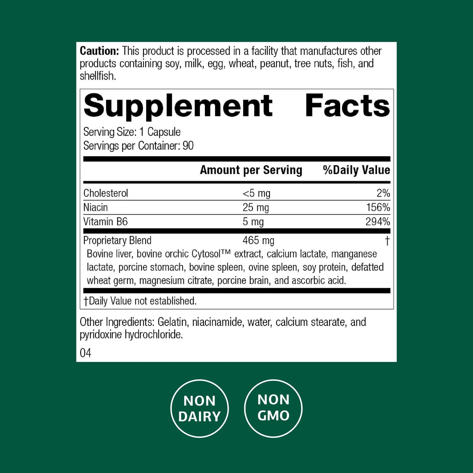 Standard Process Orchex bottle back label showing nervous system support details