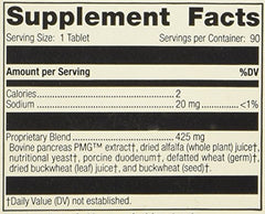 Standard Process Pancreatrophin PMG bottle label closeup with clear product details.