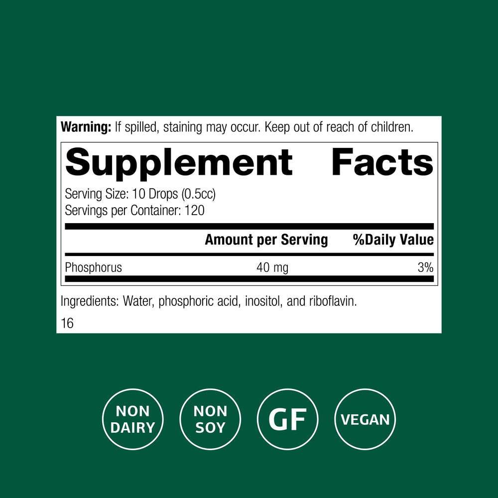 Phosfood Liquid drops in water for easy daily dosing.