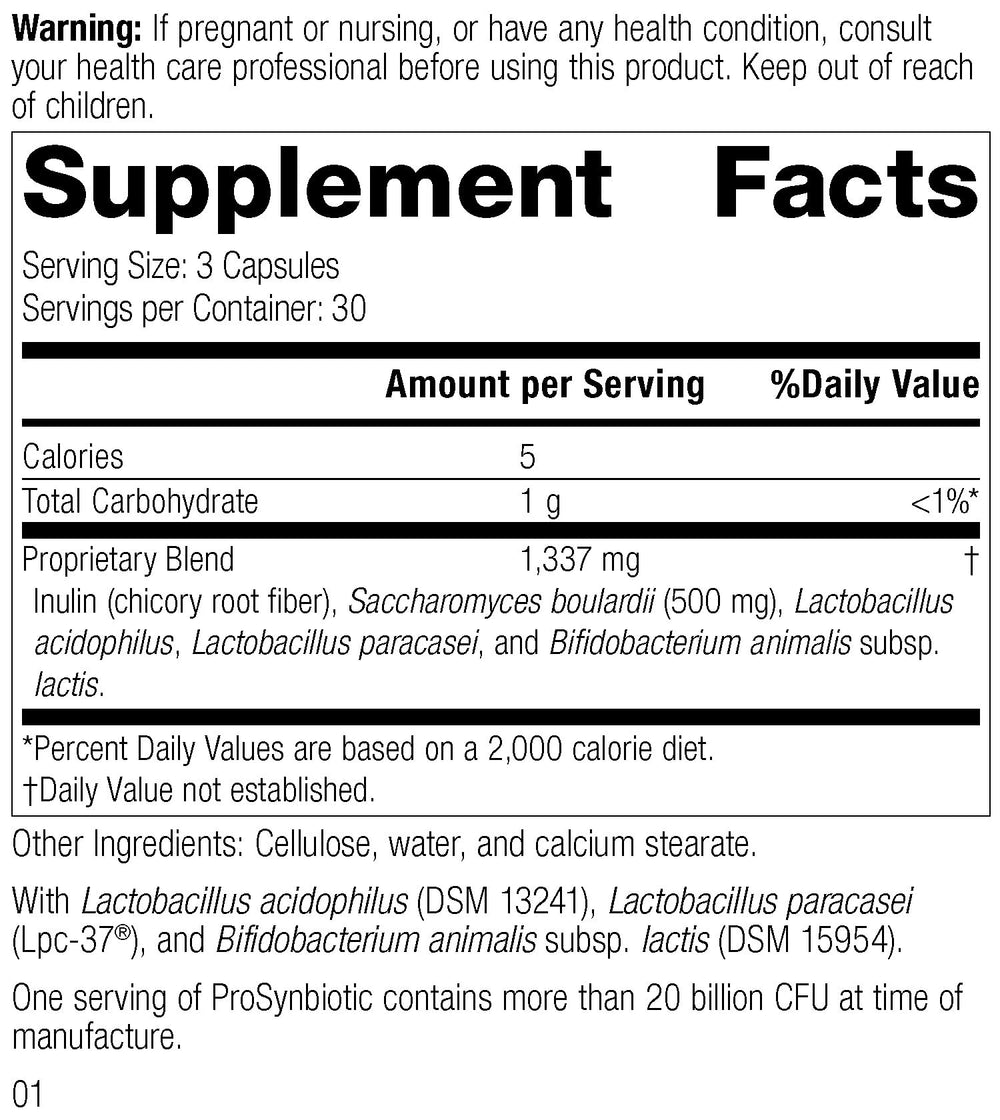 Standard Process ProSynbiotic bottle view highlighting vegetarian probiotic support.