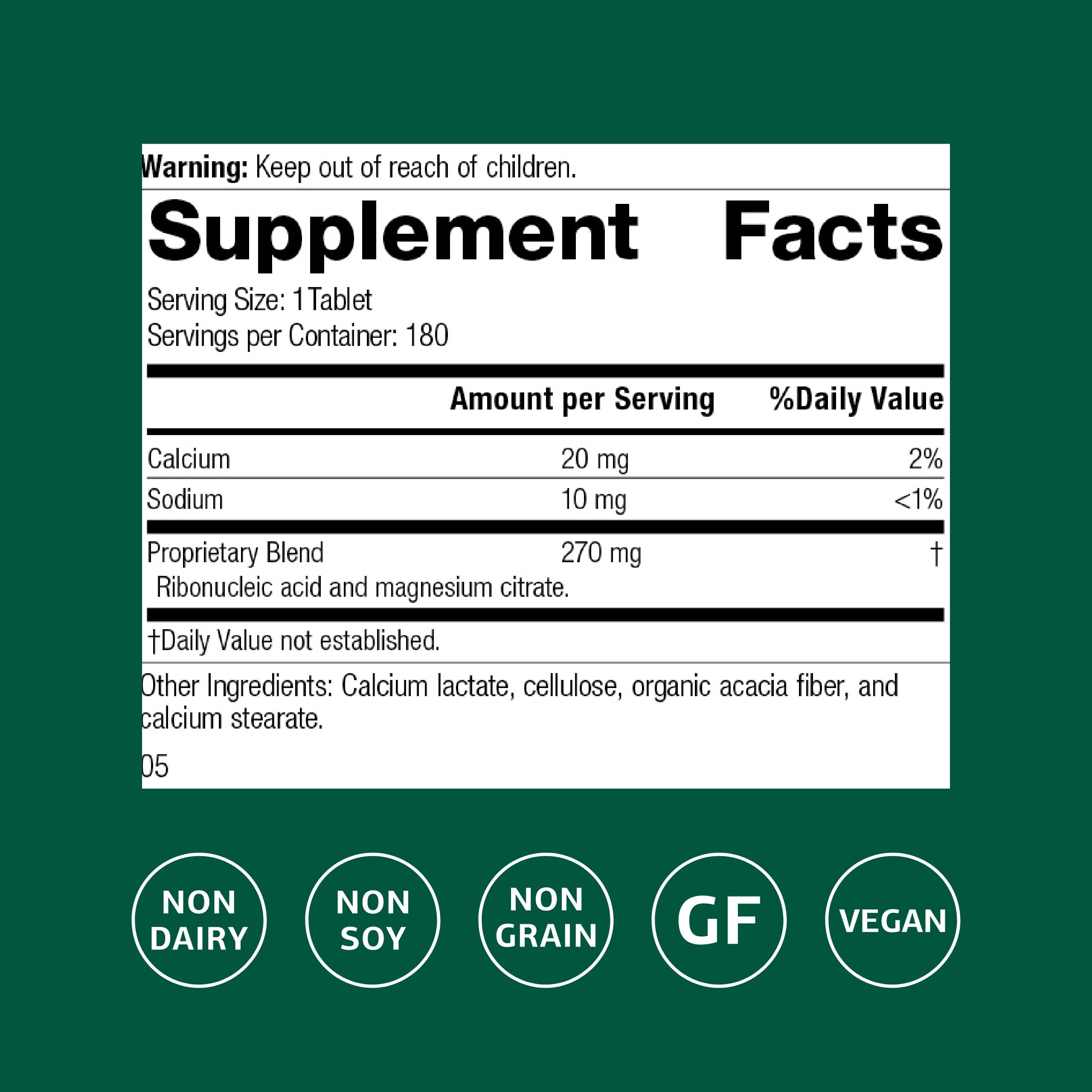 Standard Process RNA tablets close-up showing small, easy-to-take dietary supplement.