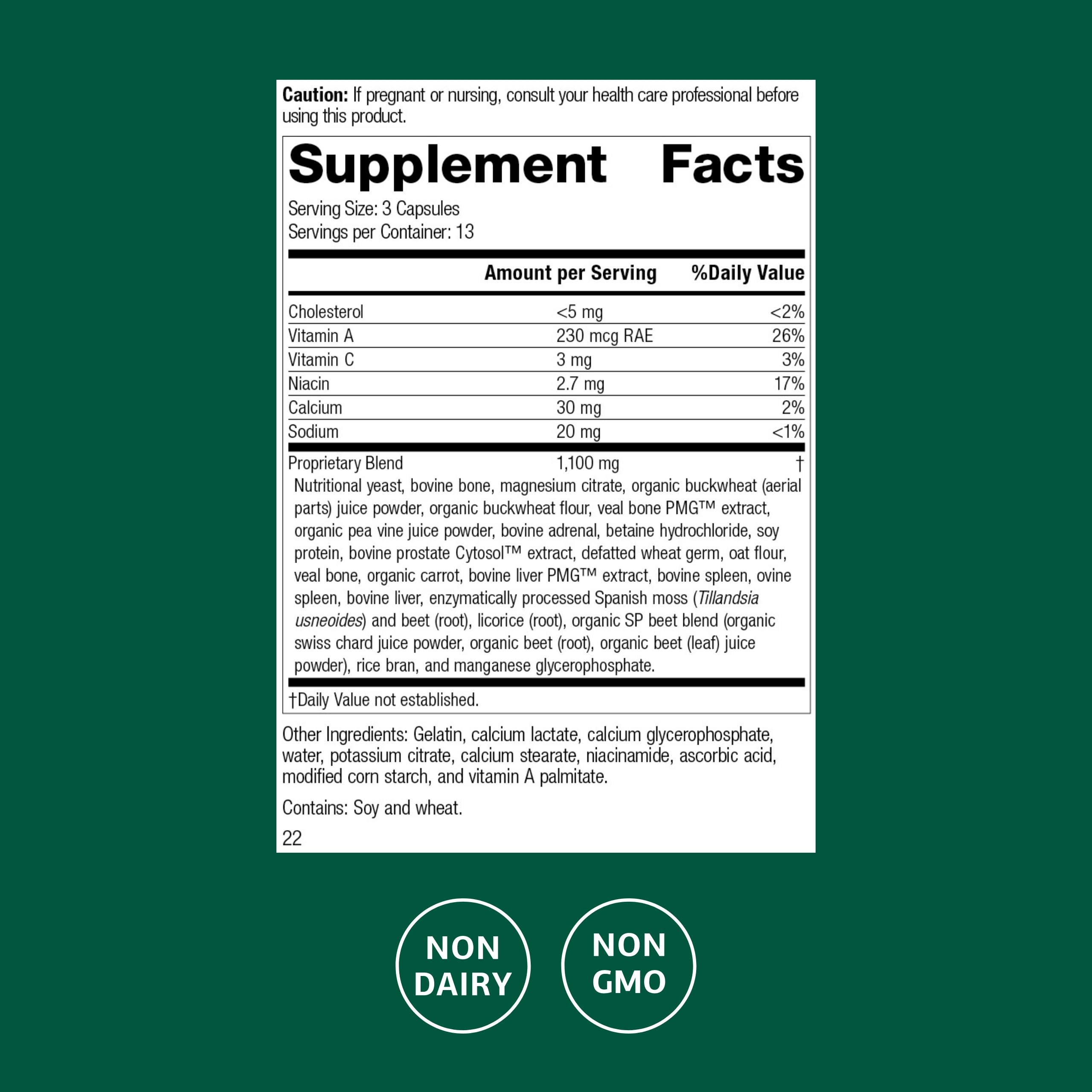 Rumaplex bottle label from Standard Process showing vitamin content.
