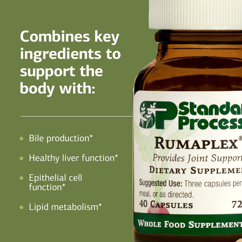 Rumaplex dosage capsule with a measuring spoon for meals.