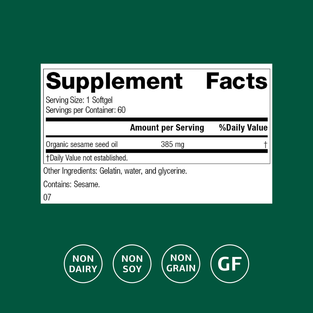 Standard Process sesame seed oil pour illustrating easy daily dosage
