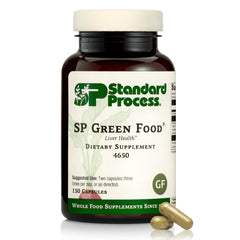 Standard Process SP Green Food bottle close-up for daily nutritional support.