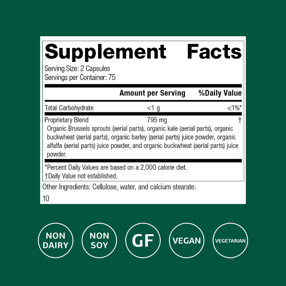 Standard Process SP Green Food capsules shown for liver and metabolism support.
