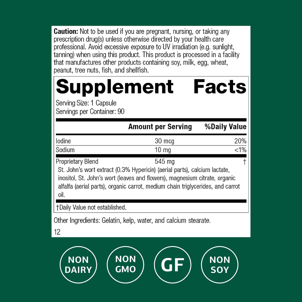 Closeup of St. John's Wort-IMT capsules for daily wellness use