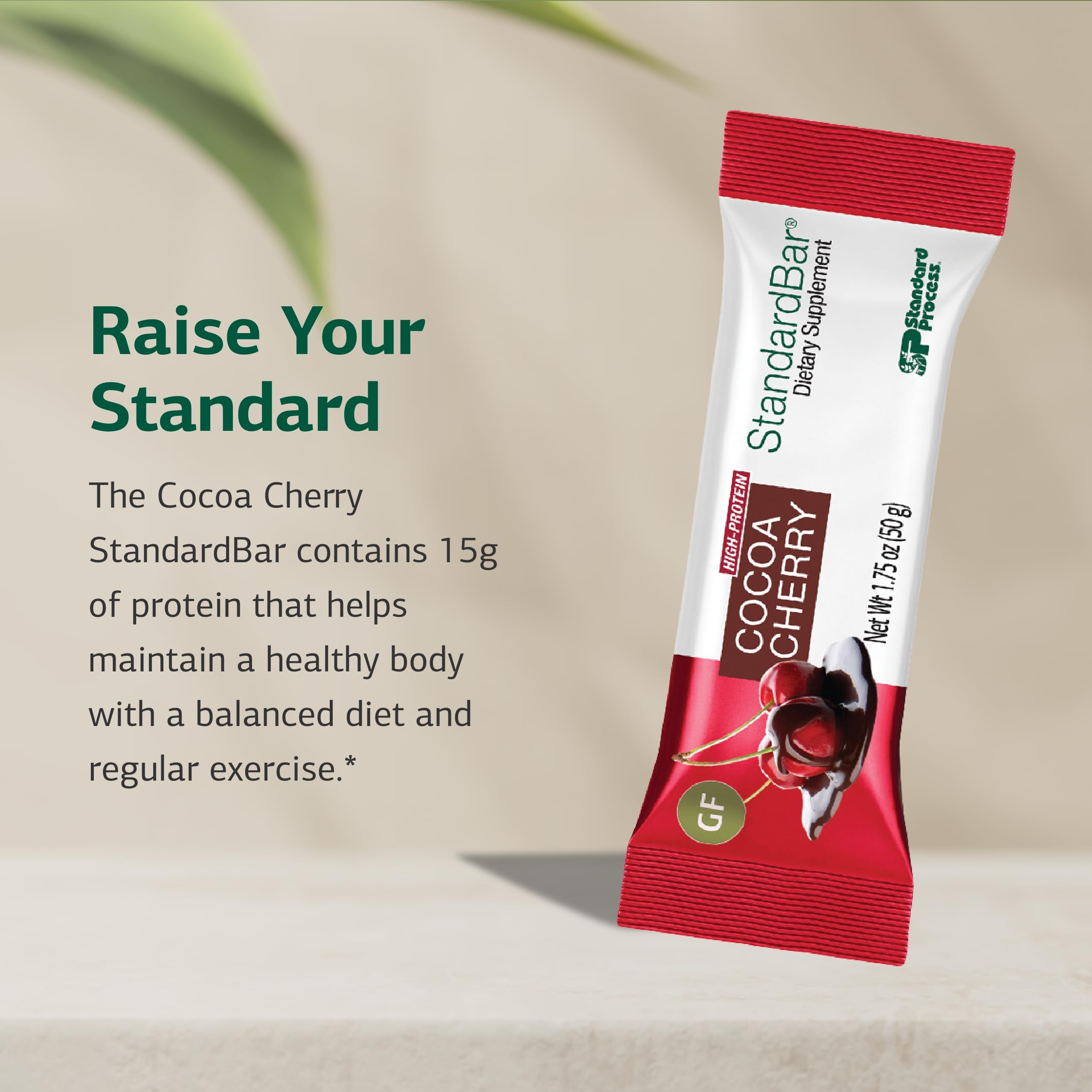 Standard Process StandardBar Cocoa Cherry ingredients, whole-food base with natural flavors