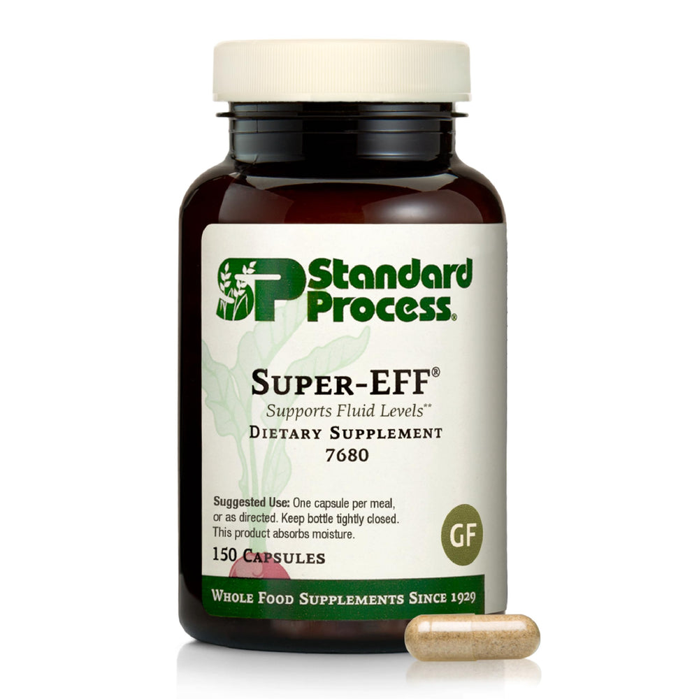 Standard Process Super-EFF bottle front view supports balanced hydration through a whole-food formula.