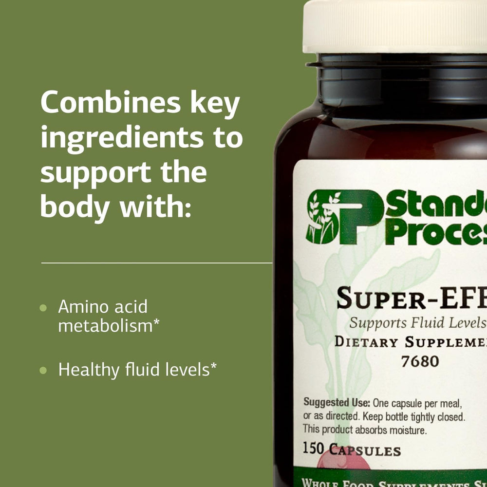 Standard Process Super-EFF label detail communicates non-dairy, non-grain, and non-soy formulation.