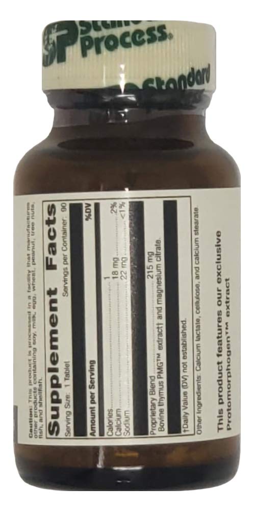 Standard Process Thymus PMG 90 Tablets label closeup highlighting packaging quality