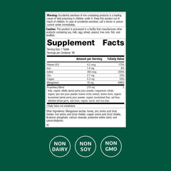 Standard Process Trace Minerals-B12 ingredient label highlighting iodine, zinc, and copper benefits.