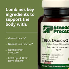 Standard Process Tuna Omega-3 Oil dosage guides two softgels twice daily