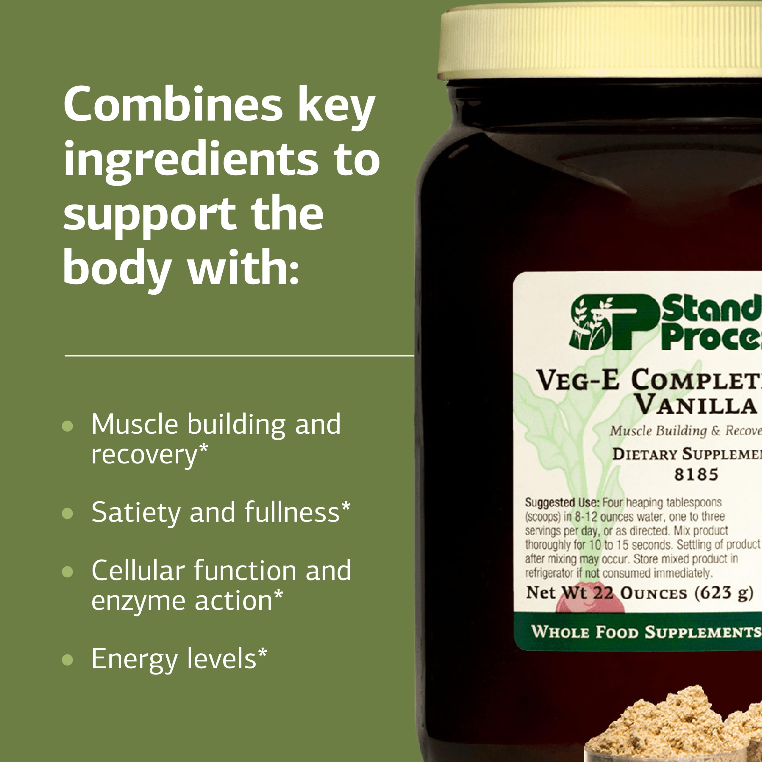 Standard Process Veg-E Complete Pro includes essential amino acids from organic plant proteins