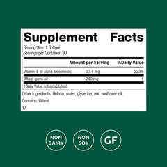 Close-up of Softgels from Standard Process Wheat Germ Oil Fortified highlighting gluten-free and dairy-free formulation.