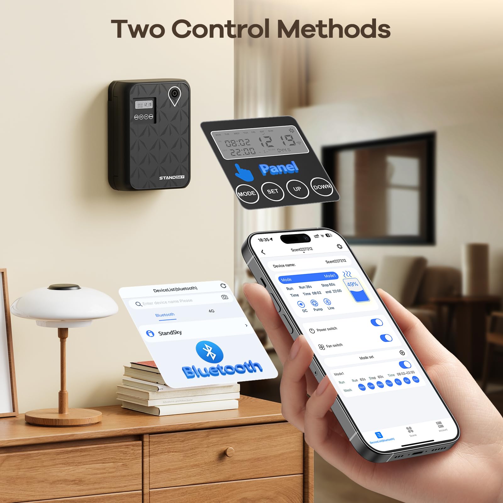 StandSky Bluetooth control diffuser setup for easy timing
