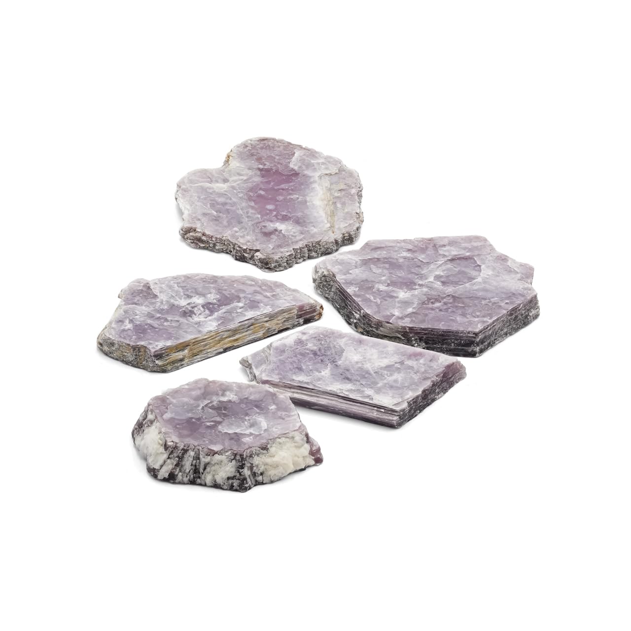 Starborn Lepidolite mica stone on a stand suitable for desk or altar setups.