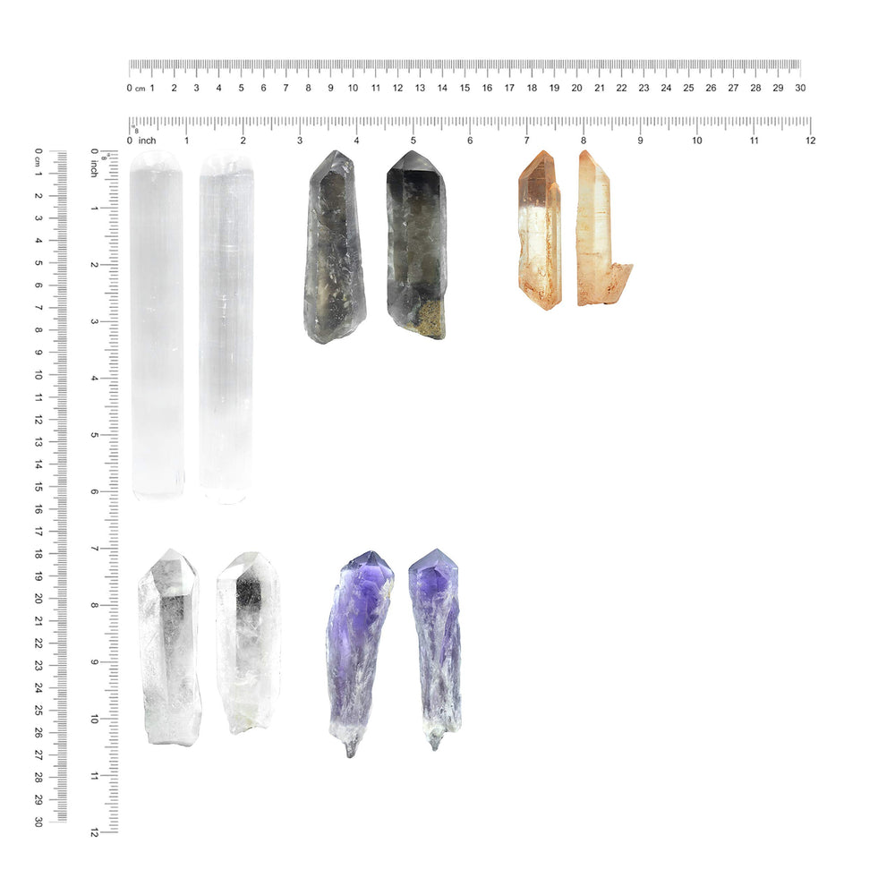 Starborn Master Healing Crystal Set quartz point 3in for energy grid work.
