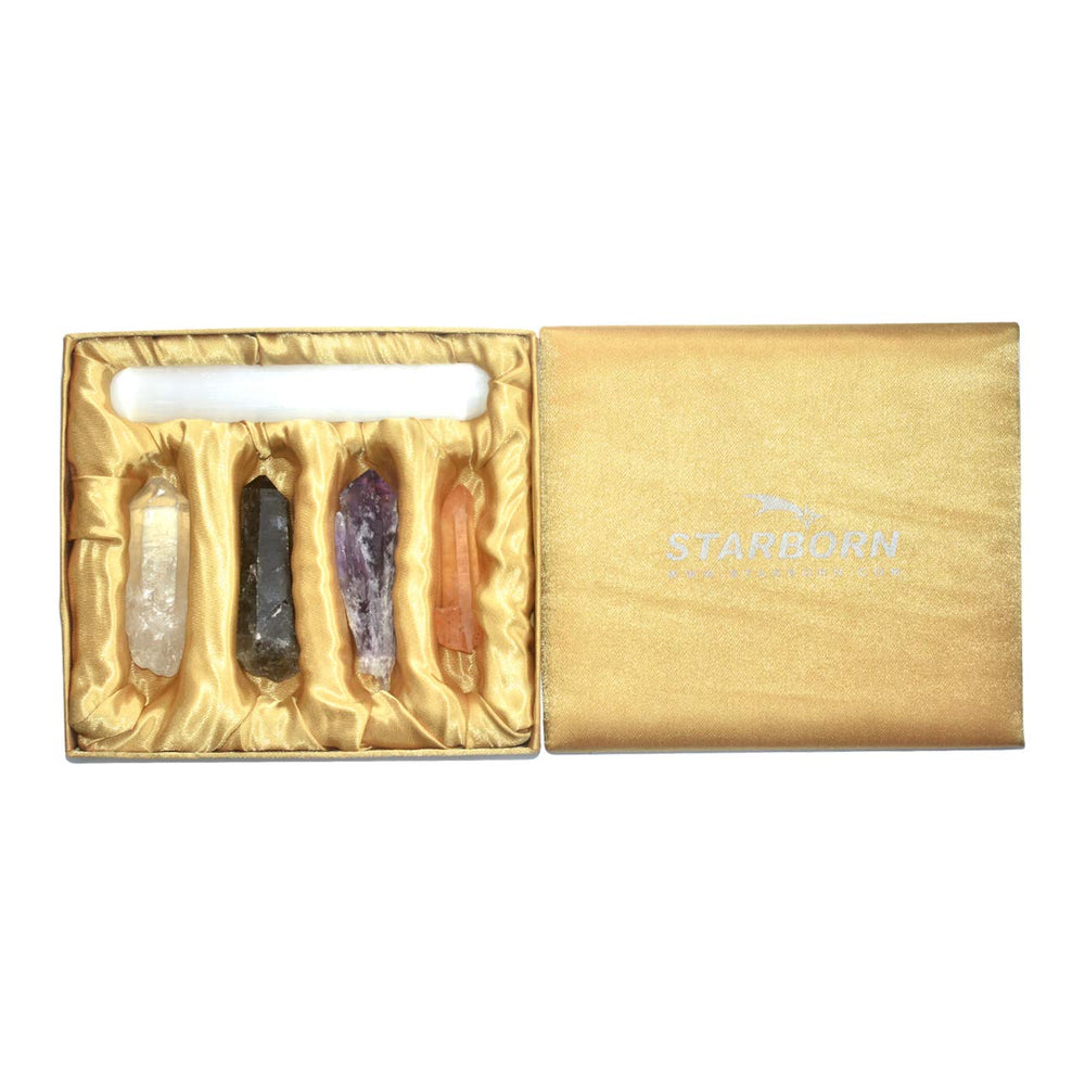 Starborn Master Healing Crystal Set quartz point 3in for meditation focus.
