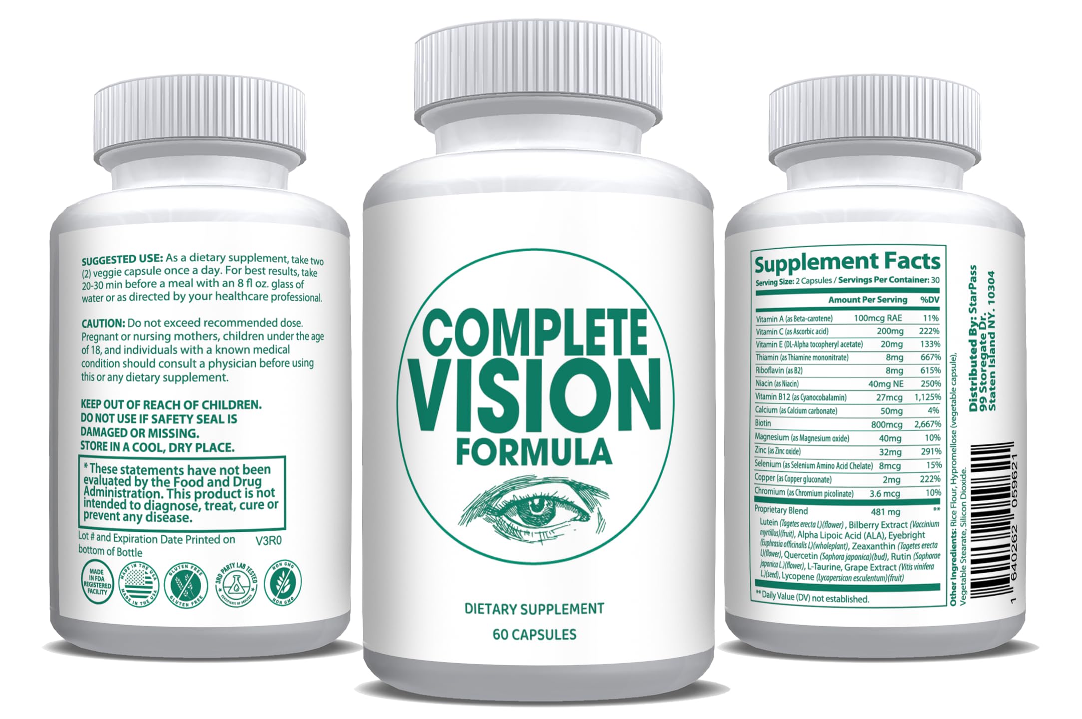 StarPass Labs Complete Vision capsules close-up for easy daily supplementation