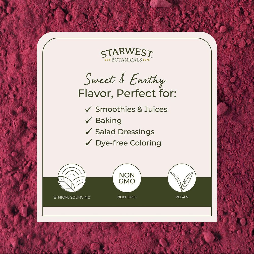 Starwest Beet Root Powder in a smoothie bowl with vibrant color.