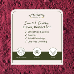 Starwest Beet Root Powder in a smoothie bowl with vibrant color.