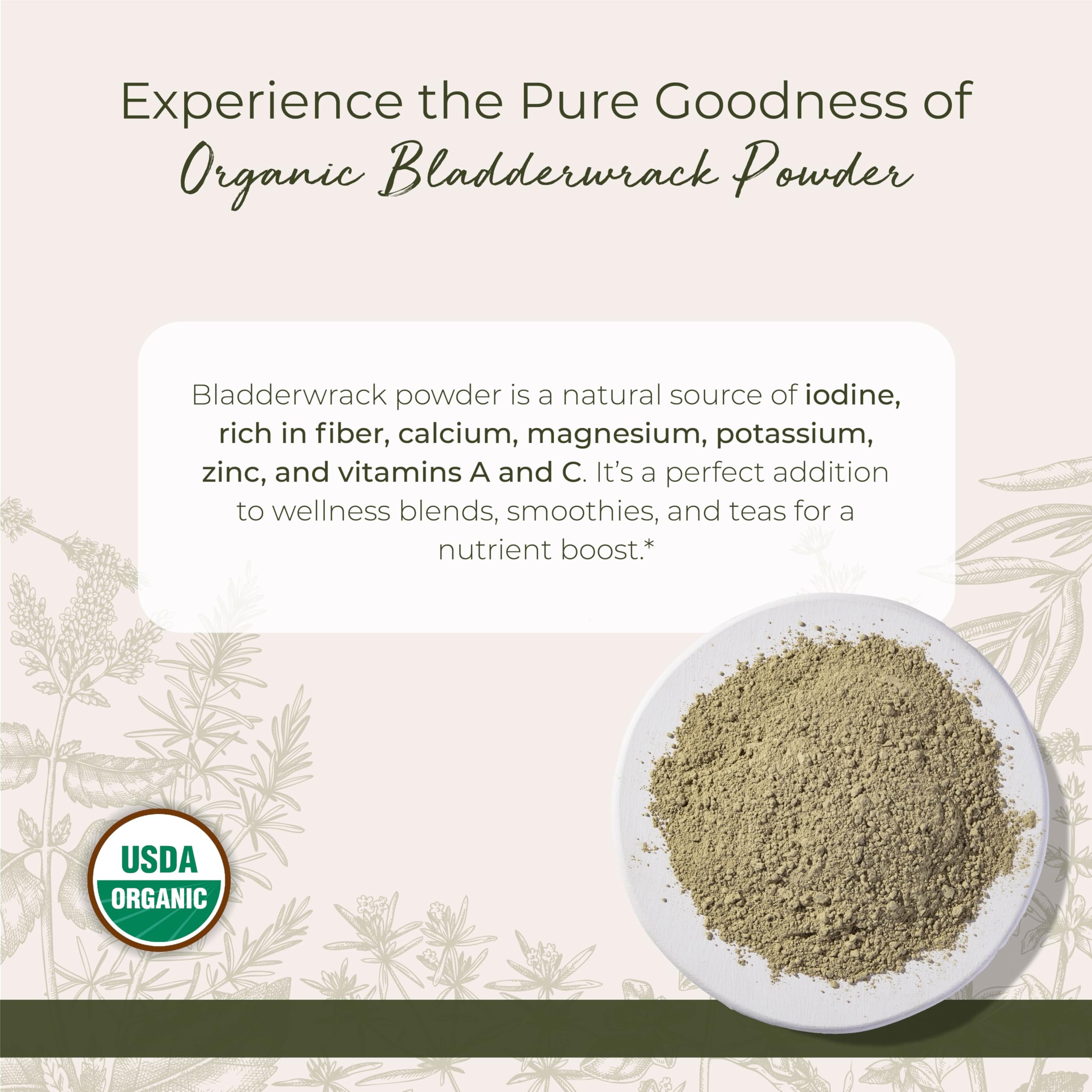Starwest bladderwrack powder closeup showing texture for seasoning