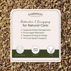 Starwest Botanicals organic kosher certified ashwagandha root signals purity for daily routines.