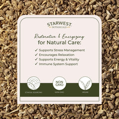 Starwest Botanicals ashwagandha root loose pieces ready for tea infusion.