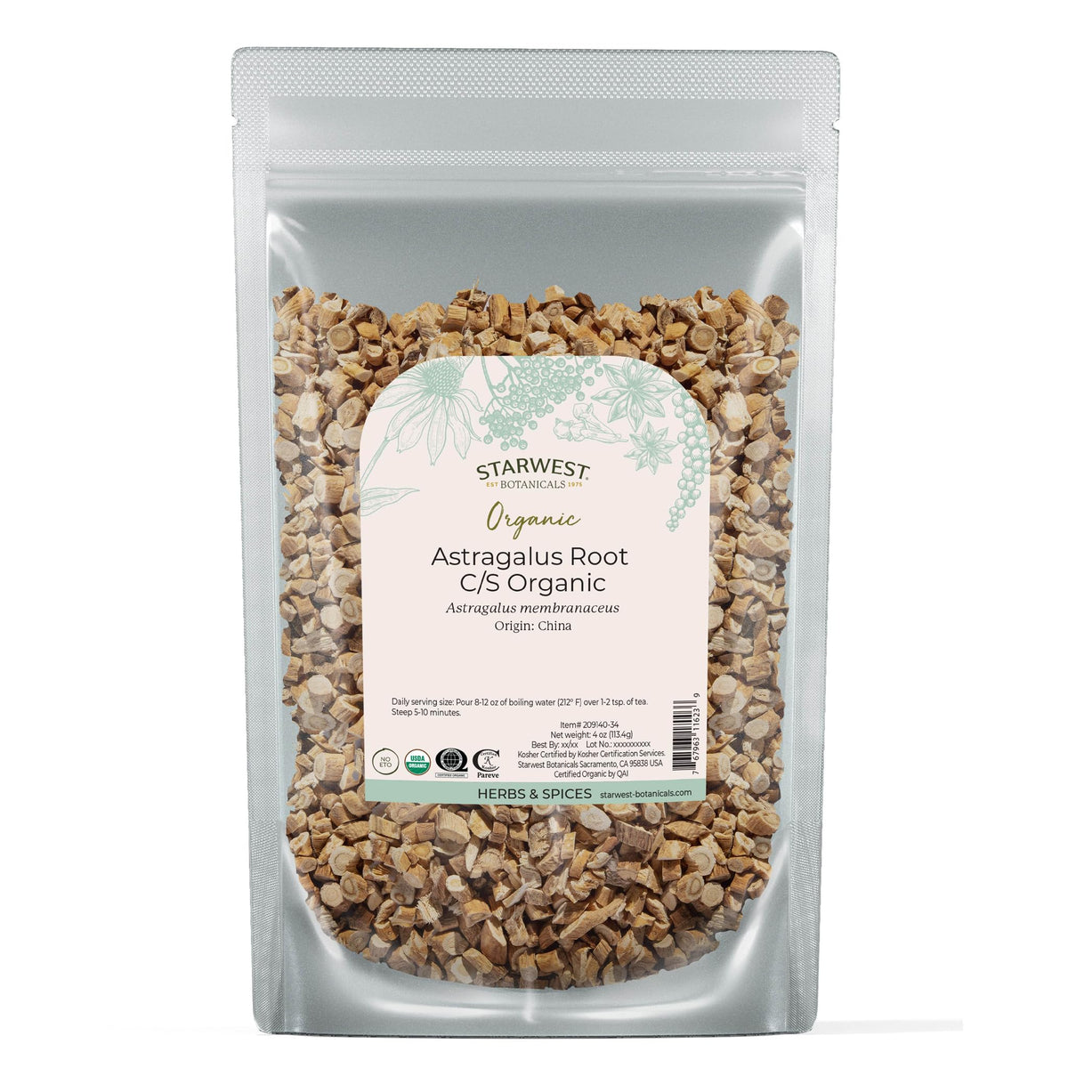 Starwest Botanicals Astragalus root dried herb for immune-support tea