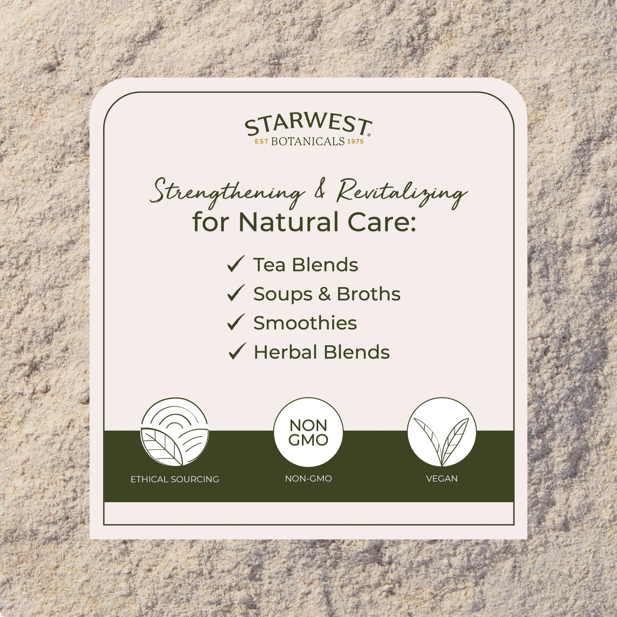 Starwest Botanicals astragalus root powder measured for easy use.