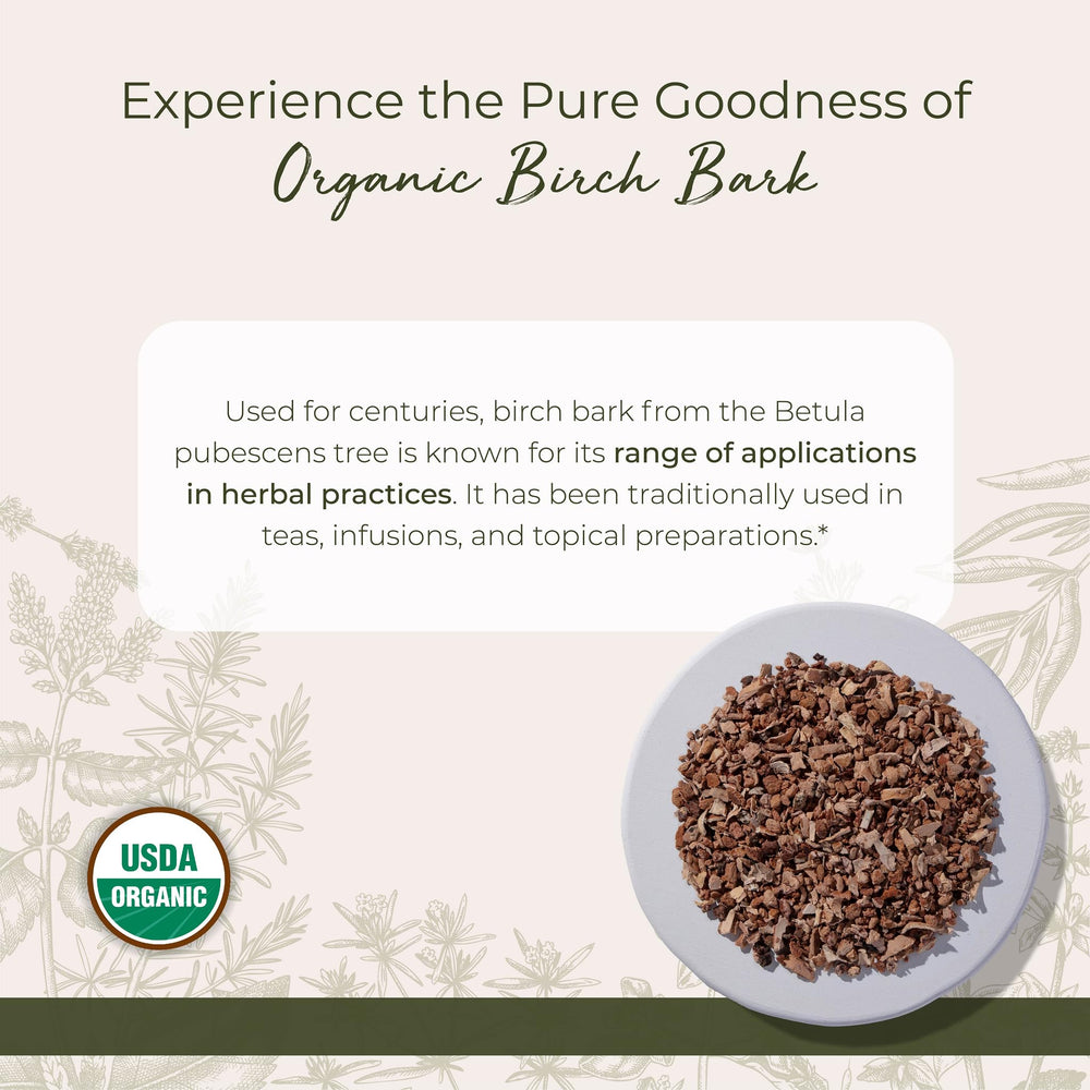 Starwest Botanicals birch bark close-up showing delicate texture for infusions.