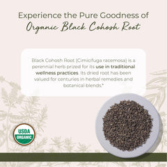 Close-up of cut and sifted black cohosh root showing earthy texture for tinctures.