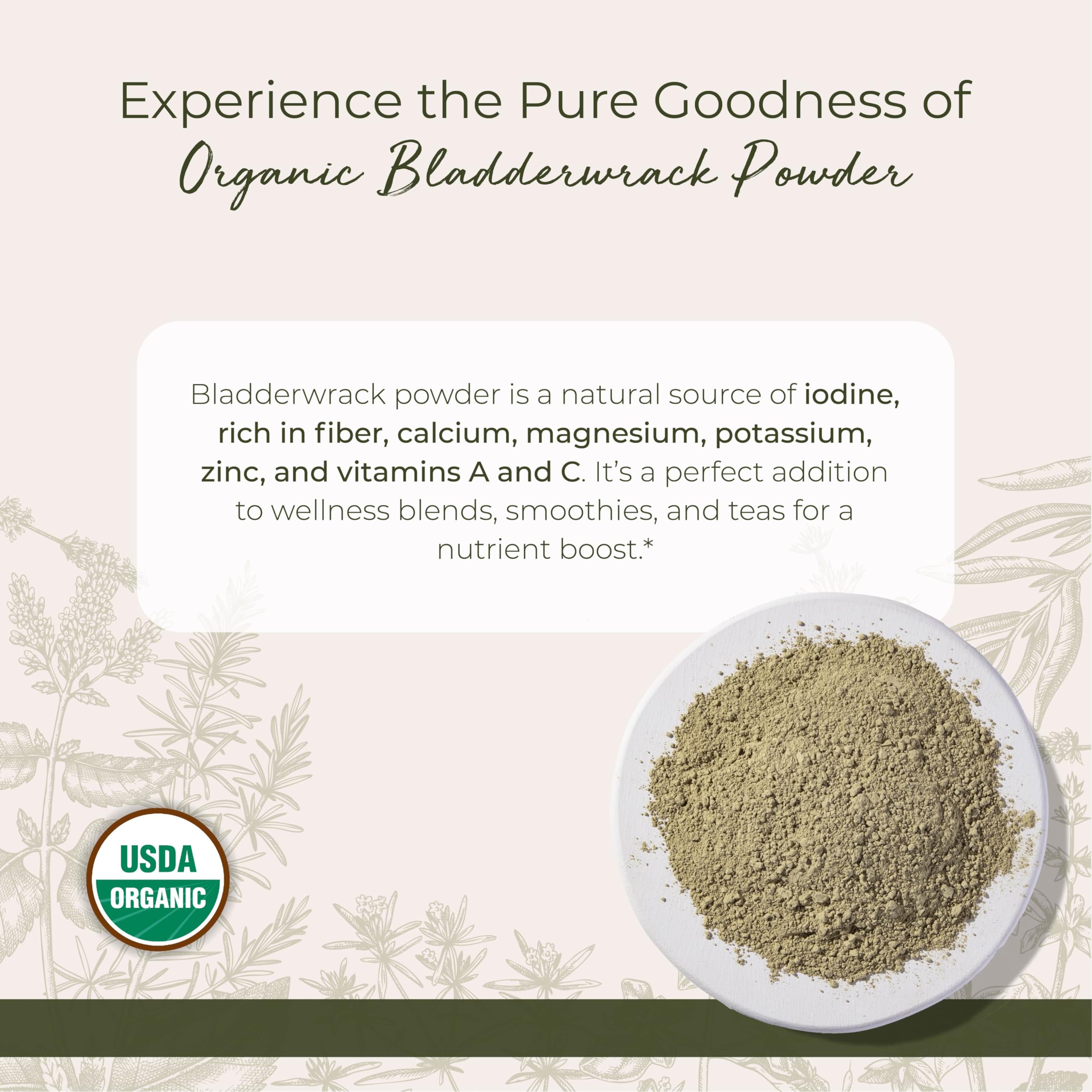 Starwest bladderwrack powder scoop for precise seasoning.