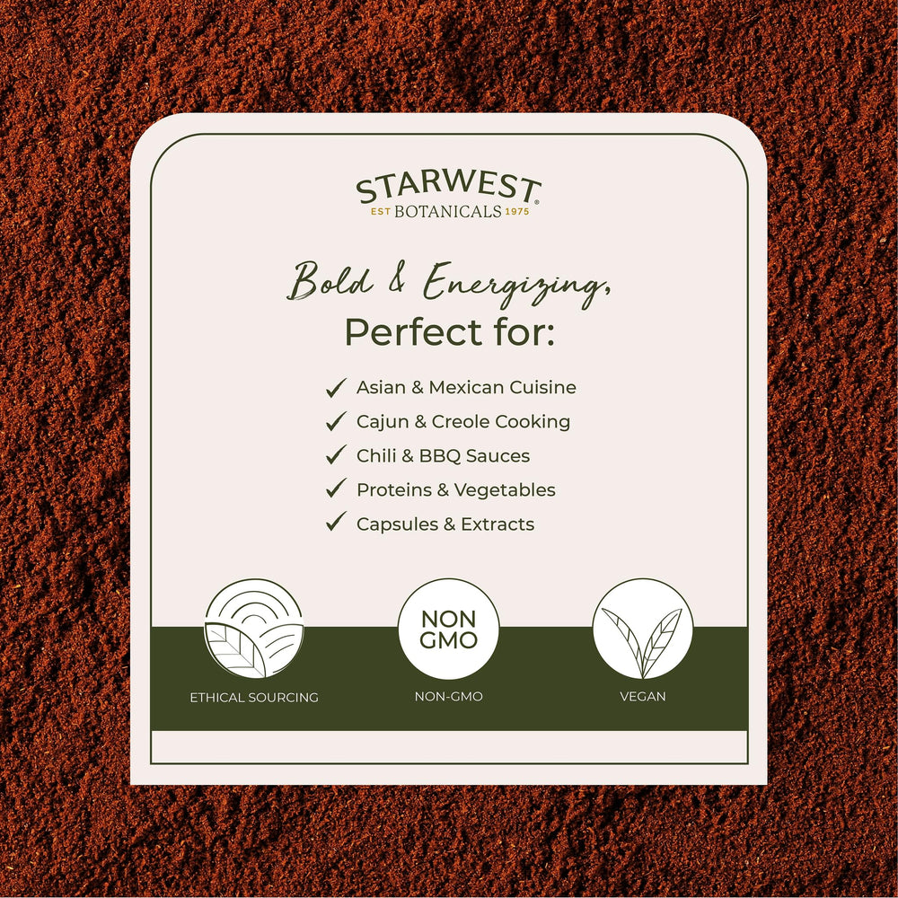 Starwest Cayenne powder in scoop ready for seasoning blends