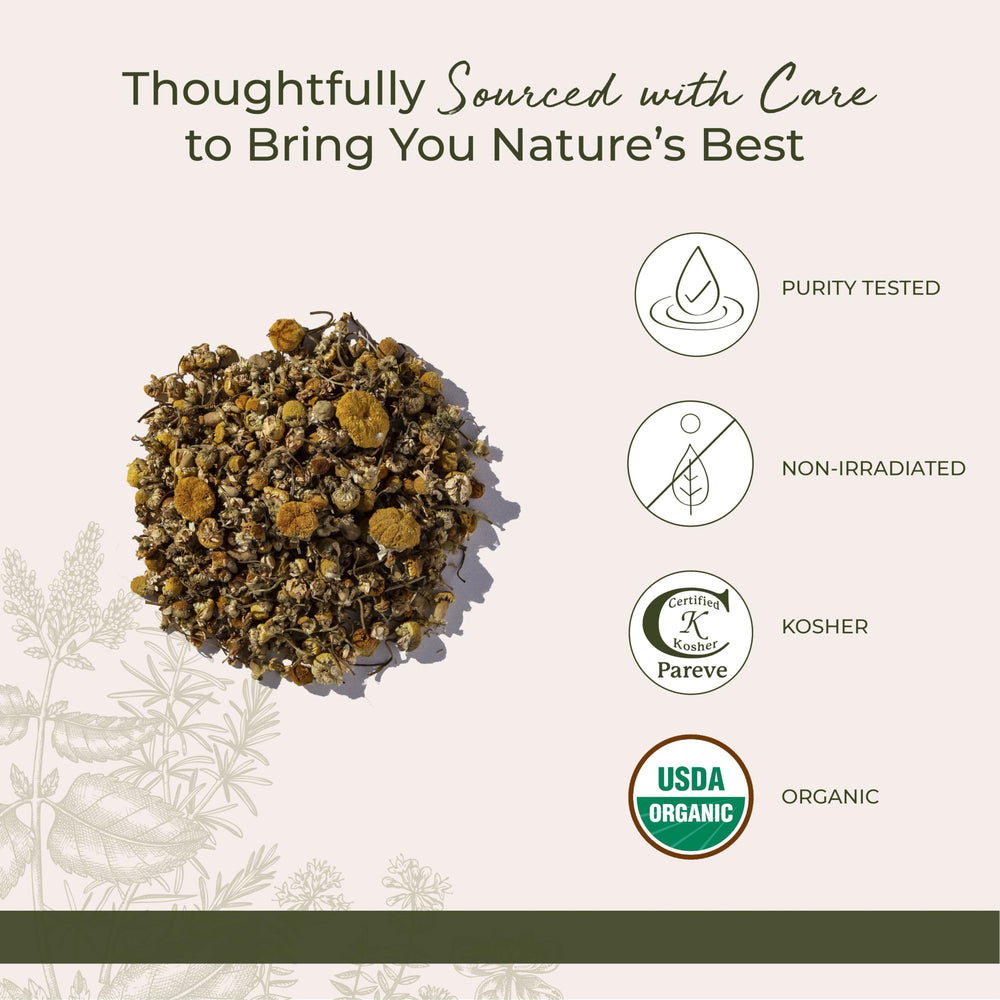 Starwest chamomile tea brew in cup showcasing aroma and color.