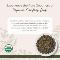 Starwest Botanicals comfrey leaf close-up texture showing earthy aroma for salves