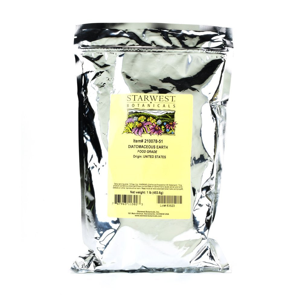 Starwest Botanicals Diatomaceous Earth powder in a jar for daily wellness routines.
