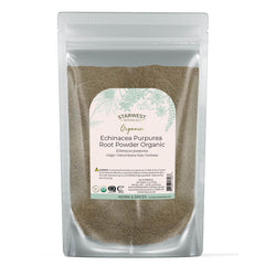 Starwest Botanicals Echinacea Purpurea root powder in a 4 oz pouch for tea